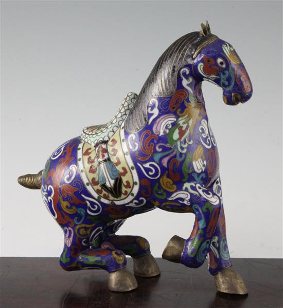 A Chinese cloisonne enamel model of a horse, 20th century, 23cm